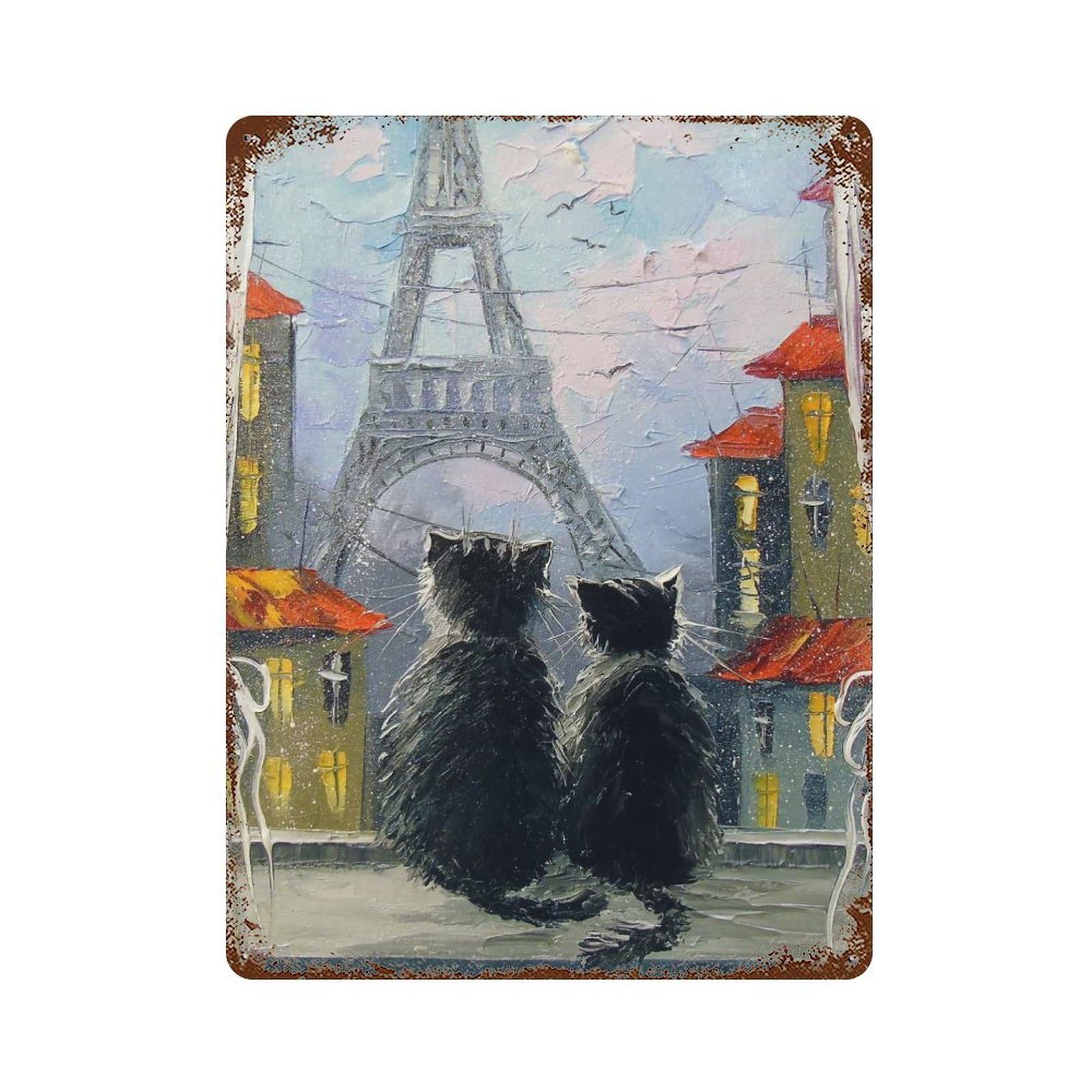 Parisians Rust Effect Tin Sign 15.7"x11.8", Industrial Home Decor for Bistro, Counter And Cafe Decor