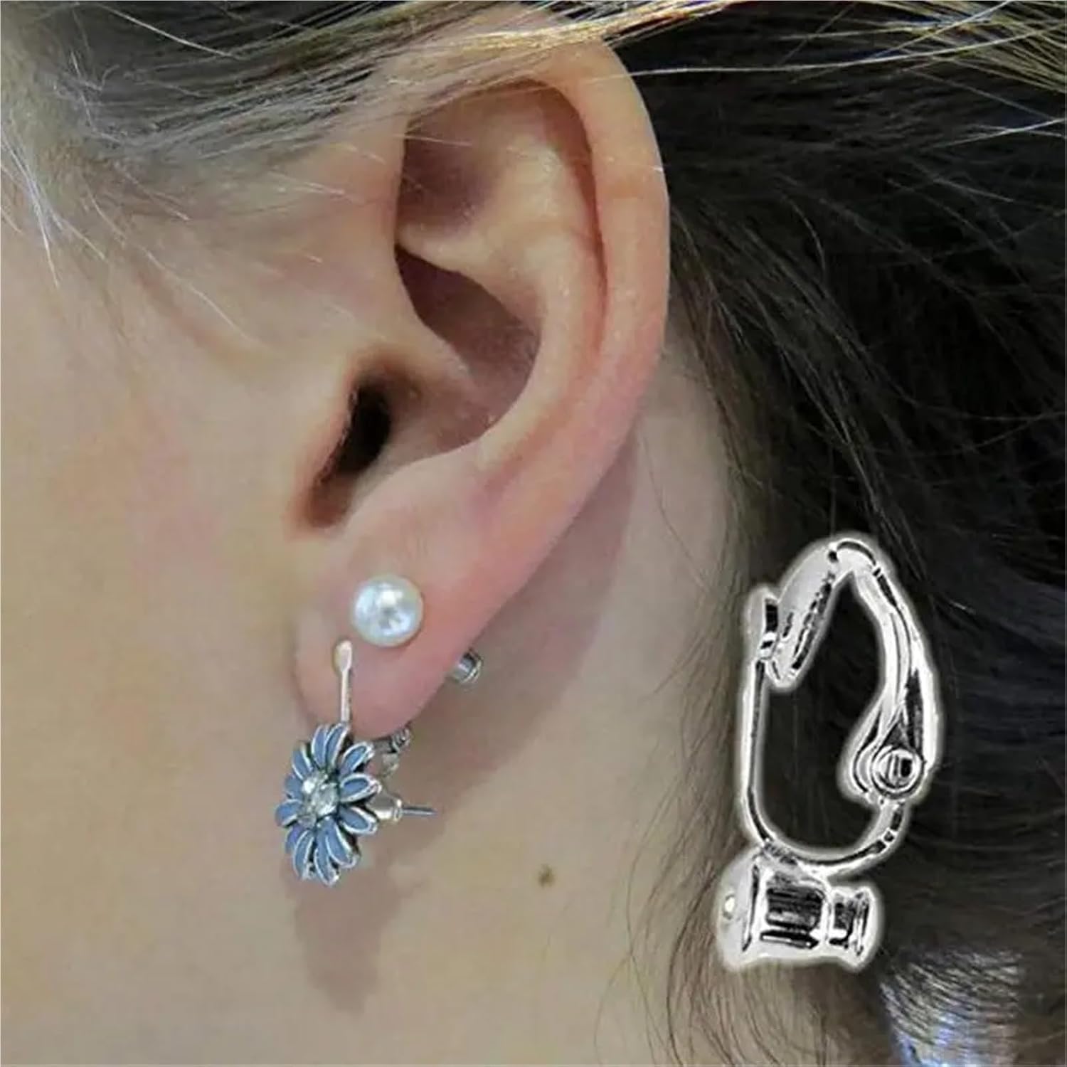 Clip On Earring Backs 4sets Clip-on Converters Turn Any Pierced Earrings Into No-Pierced Jewelry Findings(Type4)