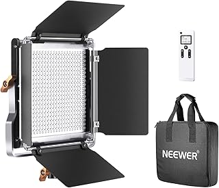 Neewer Advanced 2.4G 480 LED Video Light, Dimmable Bi-Color LED Panel with LCD Screen and 2.4G Wireless Remote for Portrait Product Photography, Studio Video Shooting with Metal U Bracket and Barndoor