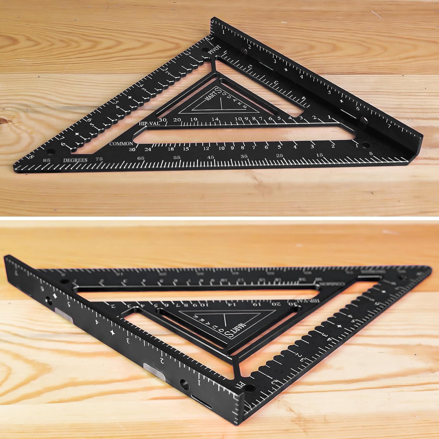 7.5" Magnetic Rafter Square with Jig Block - Multi-Angle Measuring Tool (90° & 180°) for Precise Carpentry & Flatwork(Red) (Black)