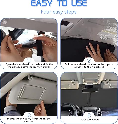 Miniatura 6 de Parasol para parabrisas para Tesla Modelo Y Modelo 3 2016-2023, visera solar plegable para ventana delantera con reflexión UV, 100% aislamiento,