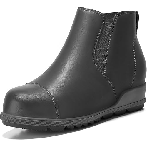 Bacia Wedge Booties for Womens Comfort Hidden High Ankle Boots with Zipper