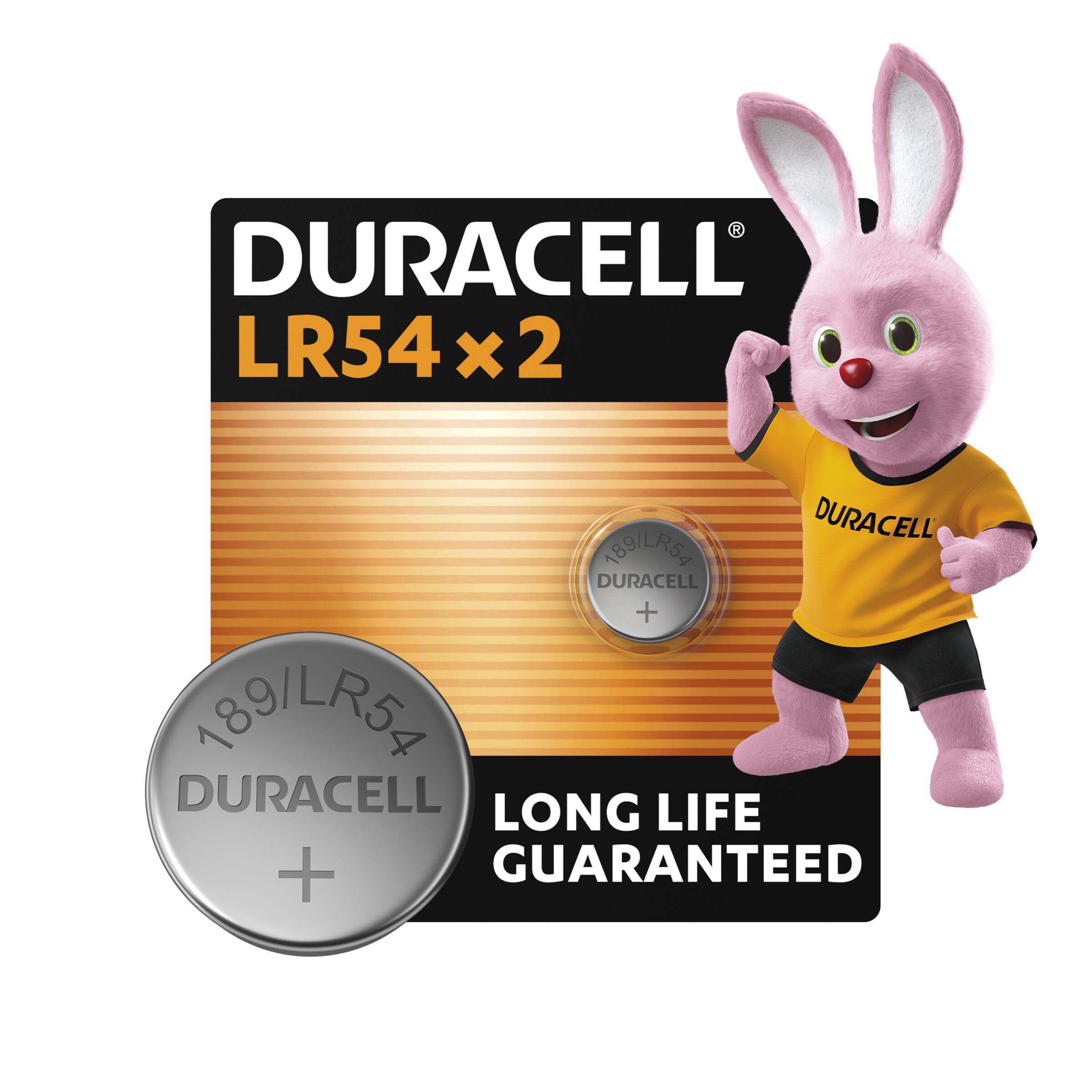 DURACELL LR54 (2 Pack) Specialty Alkaline Battery 1.5V (189/ LR1130) – Long life guaranteed – For Thermometers, Watches, Security Systems & Medical Devices – 5–Year Storage Guarantee - Leak Prevention
