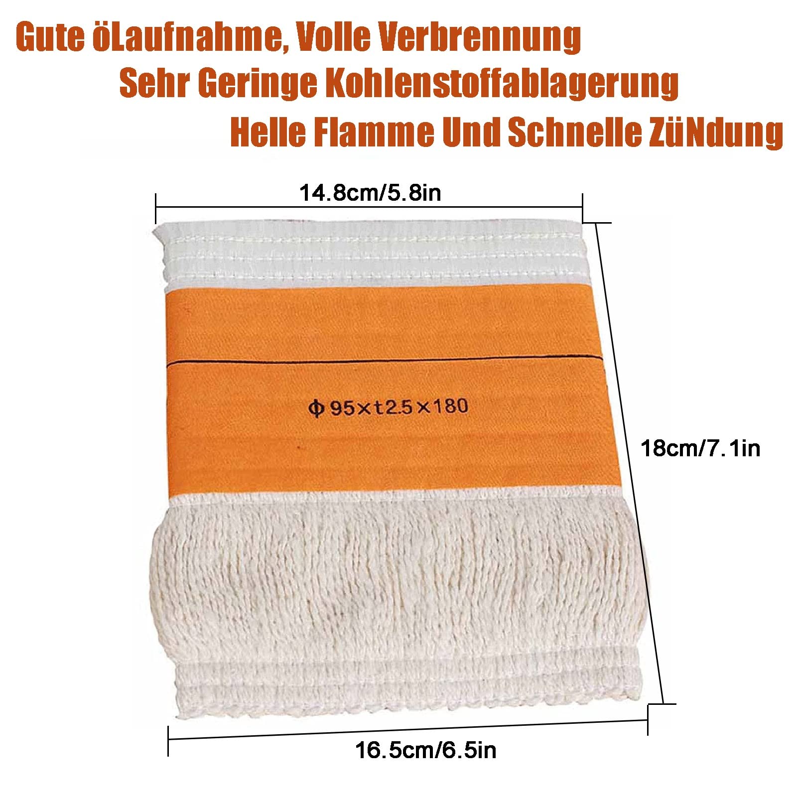 Docht für Petroleumofen Innenräume, Ersatzdocht für Petroleum Heizung Kerosin Heizer, Dochte für Petroleumheizer Heizstrahler, sehr geringekohlenstoffablagerung (95x t2.5x180mm) ( Size : 10 Dochte )