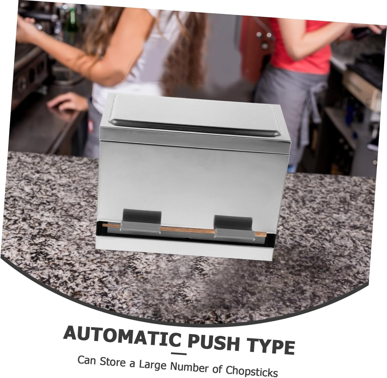 LIFKOME Automatic Chopstick Storage Box Straw Organizer Lid Stainless Steel Counter Top Efficient and Stylish