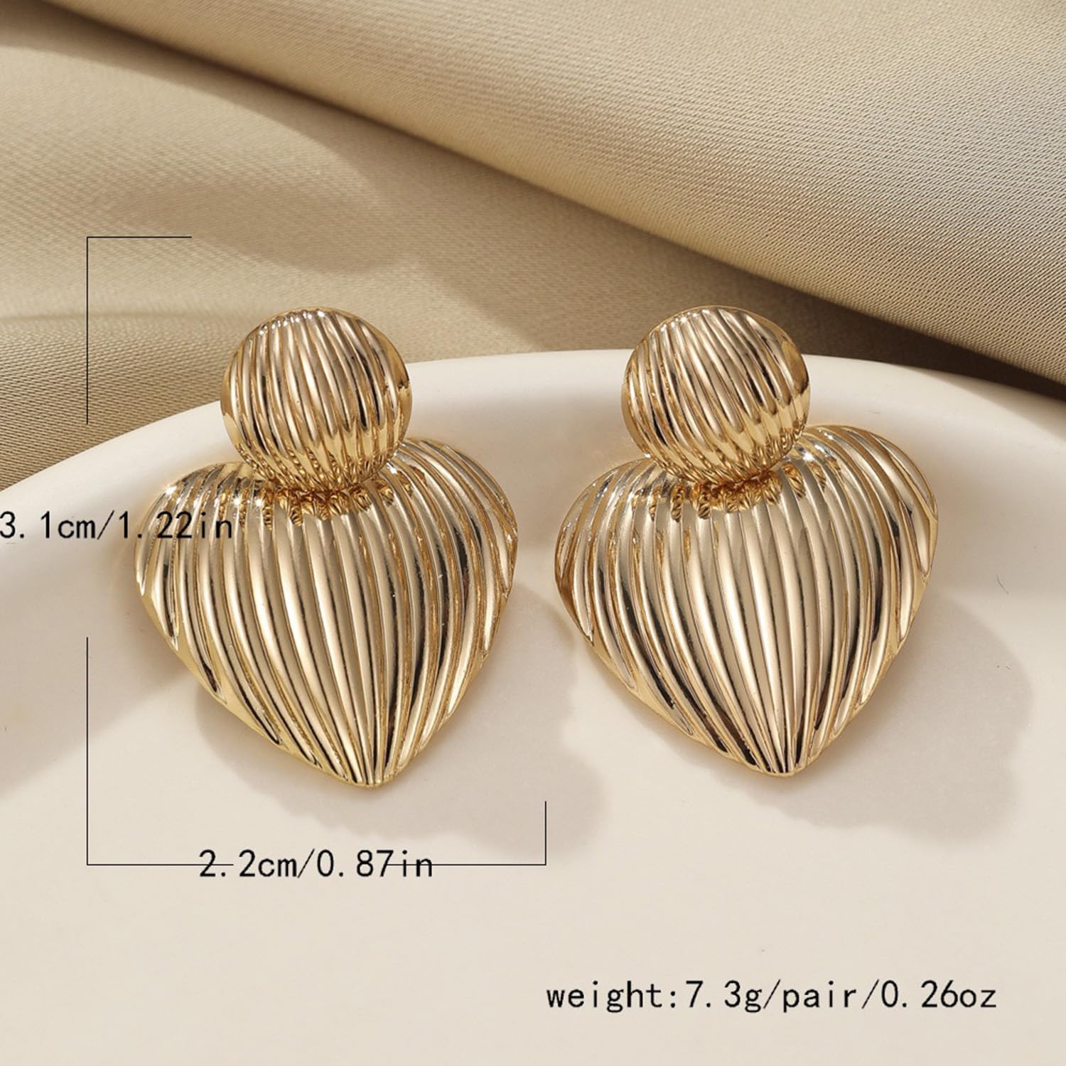 14K Gold Plated Chunky Gold Earrings for Women,Circle Love Drop Dangle Earrings for Women Gold Geometric Long Link Dangle Earrings Studs Trendy Jewelry - Image 4