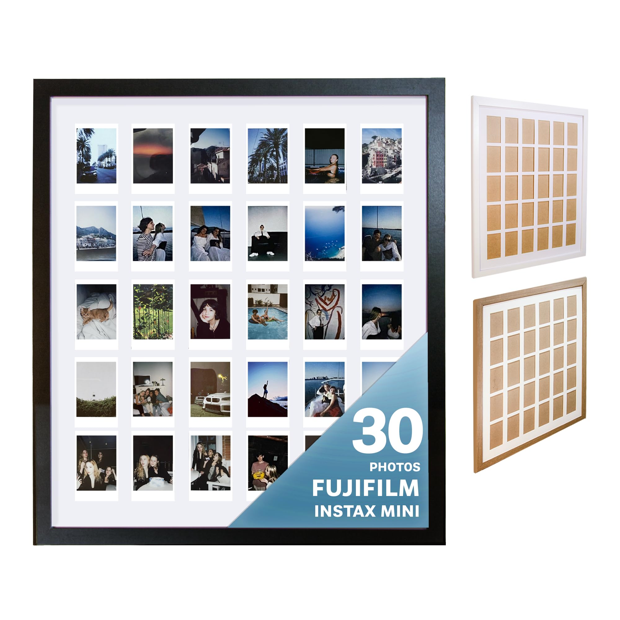 Tapeera Black Picture Frames Collage Wall Decor - Compatible With Polaroid Fujifilm Instax Mini Film - Multi Picture Frames Collage For Wall - College, Family Photo - Living Room, Dorm, Bedroom Decor