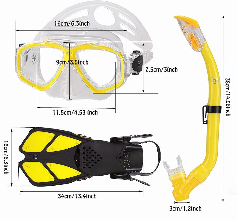 HH HHAO SPORT Gyerek Snorkel Szett 180° Panoráma Búvármaszk Úszóuszony Száraz Légcső