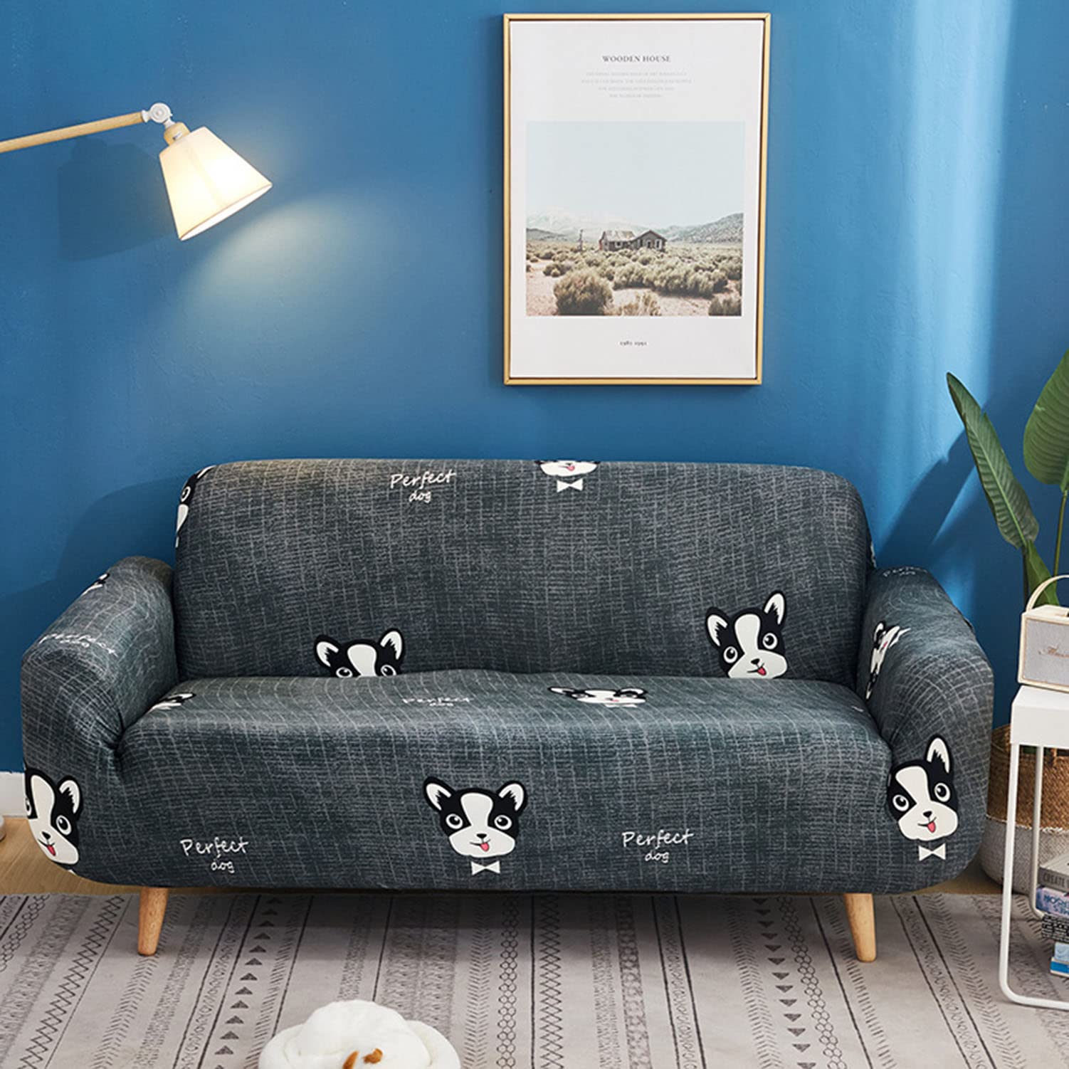 Housse de canapé extensible 1 place protection fauteuil moderne 90-140cm