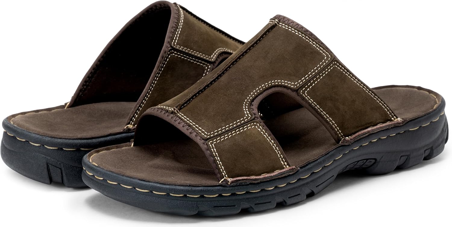 Jousen Sandals for Men Leather Slip on Mens Sandals Outdoor Men's Beach Slide Slippers
