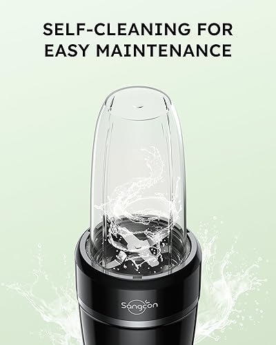 Miniatura 8 de Sangcon Licuadora de 1000 W para batidos, licuadoras para cocina con (3) tazas (2) cubiertas de boquilla, (1) tapa de almacenamiento (1) tapa para
