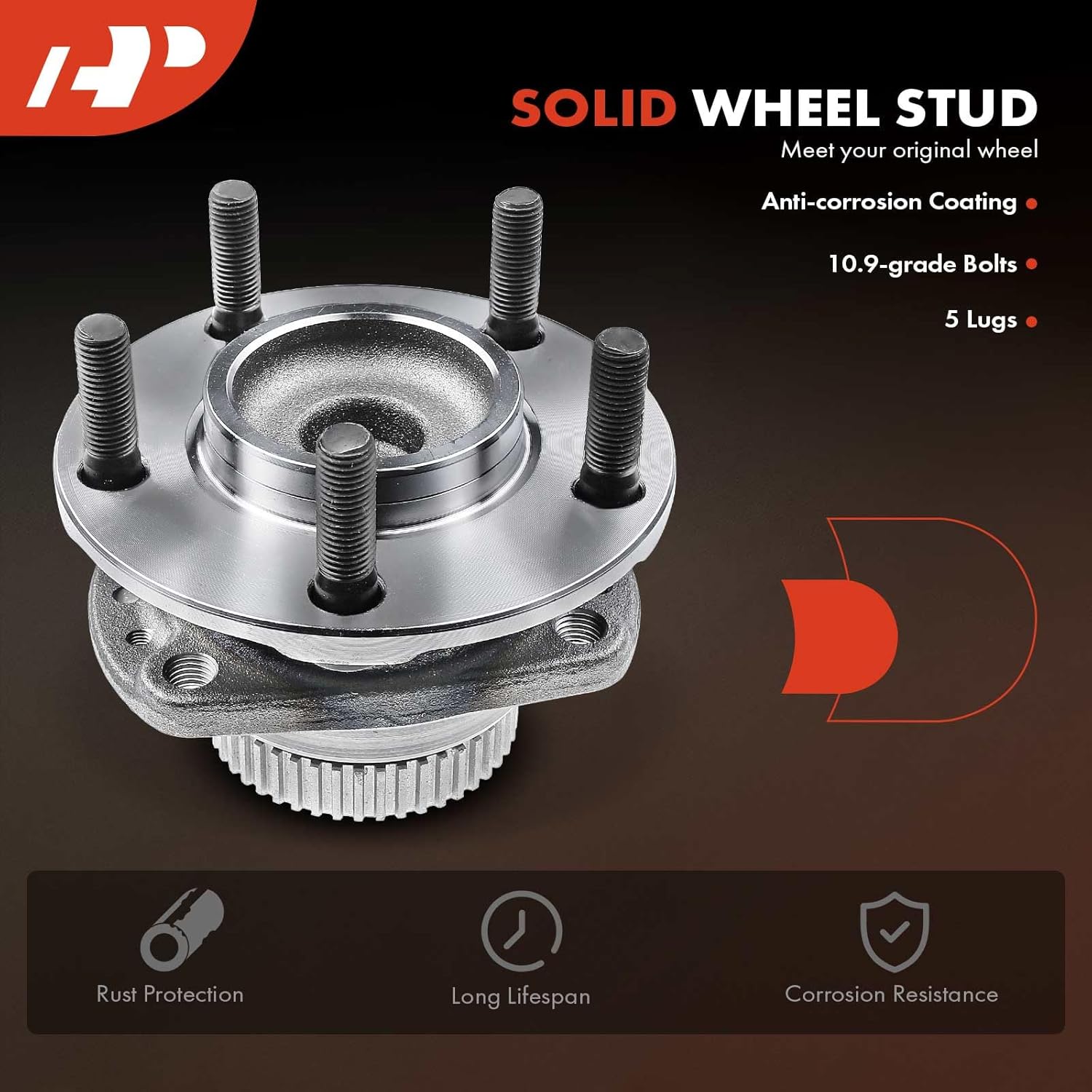 A-Premium 2 x Rear Wheel Bearing and Hub Assembly with ABS Ring & 5-Lug Compatible with Dodge Plymouth Chrysler - 1996-2000 - Town Country, Grand Caravan, Grand Voyager, Voyager, No 14 inche Wheel