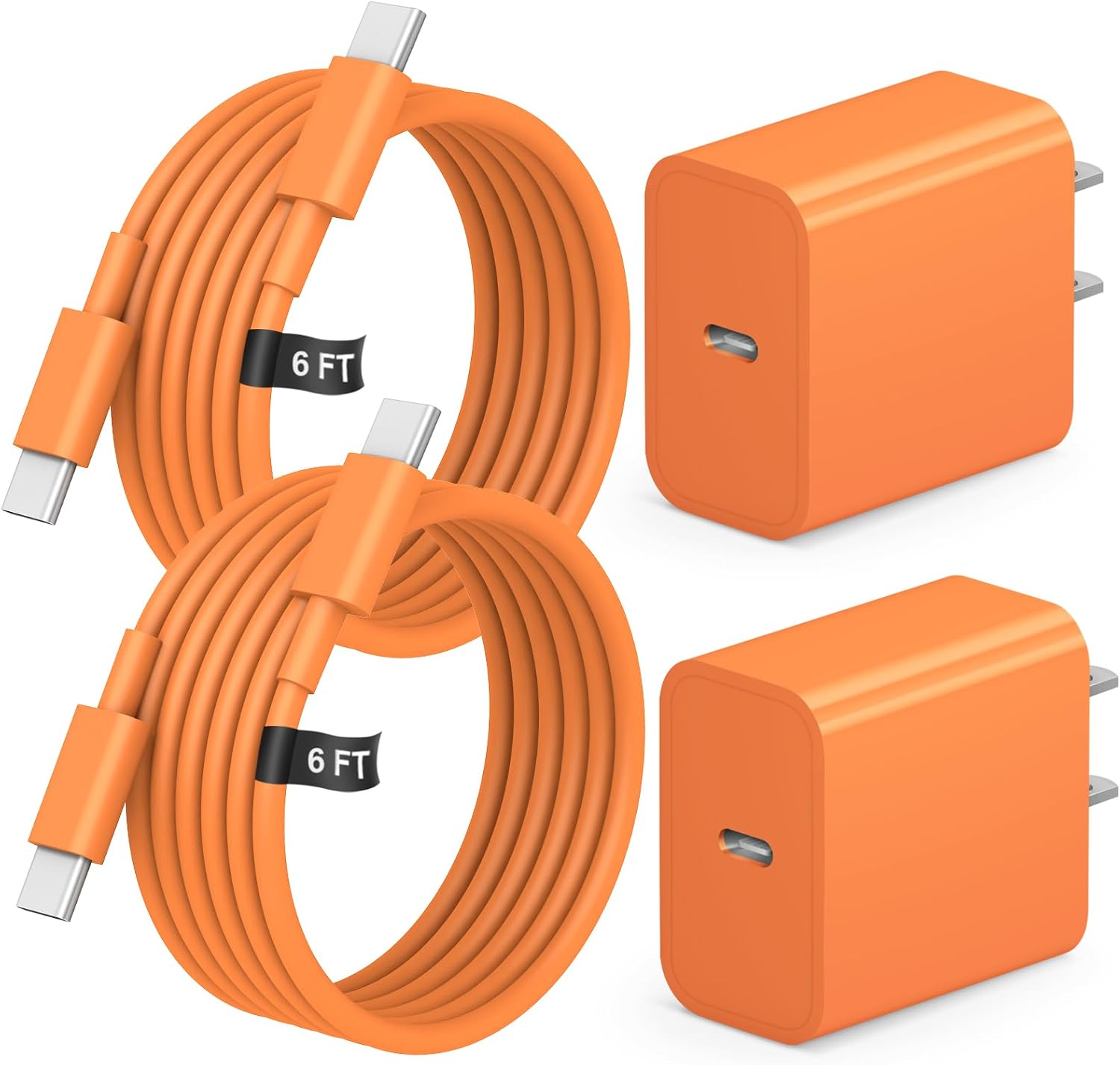 2+2Pack iPhone Duo Charger, iPhone 18 17 16 15 Charger Fast Charging-Orange | 20W USB C Charger Block with 6FT Fast Charging Cable for iPhone Duo, iPhone 18 Pro/18 Pro Max,iPhone 17/16/15 Series
