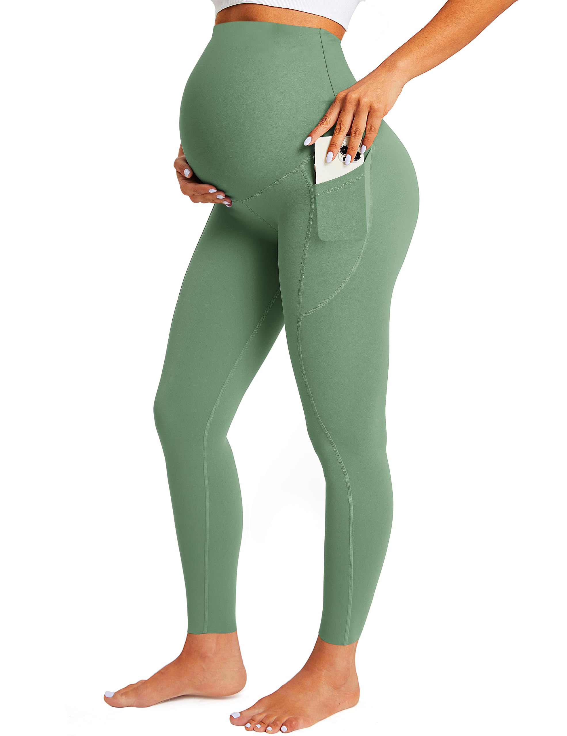 BAYDI Maternity Leggings Over Bump with Pockets Workout Belly Support Stretchy Soft Pregnancy Pants Activewear Pajama