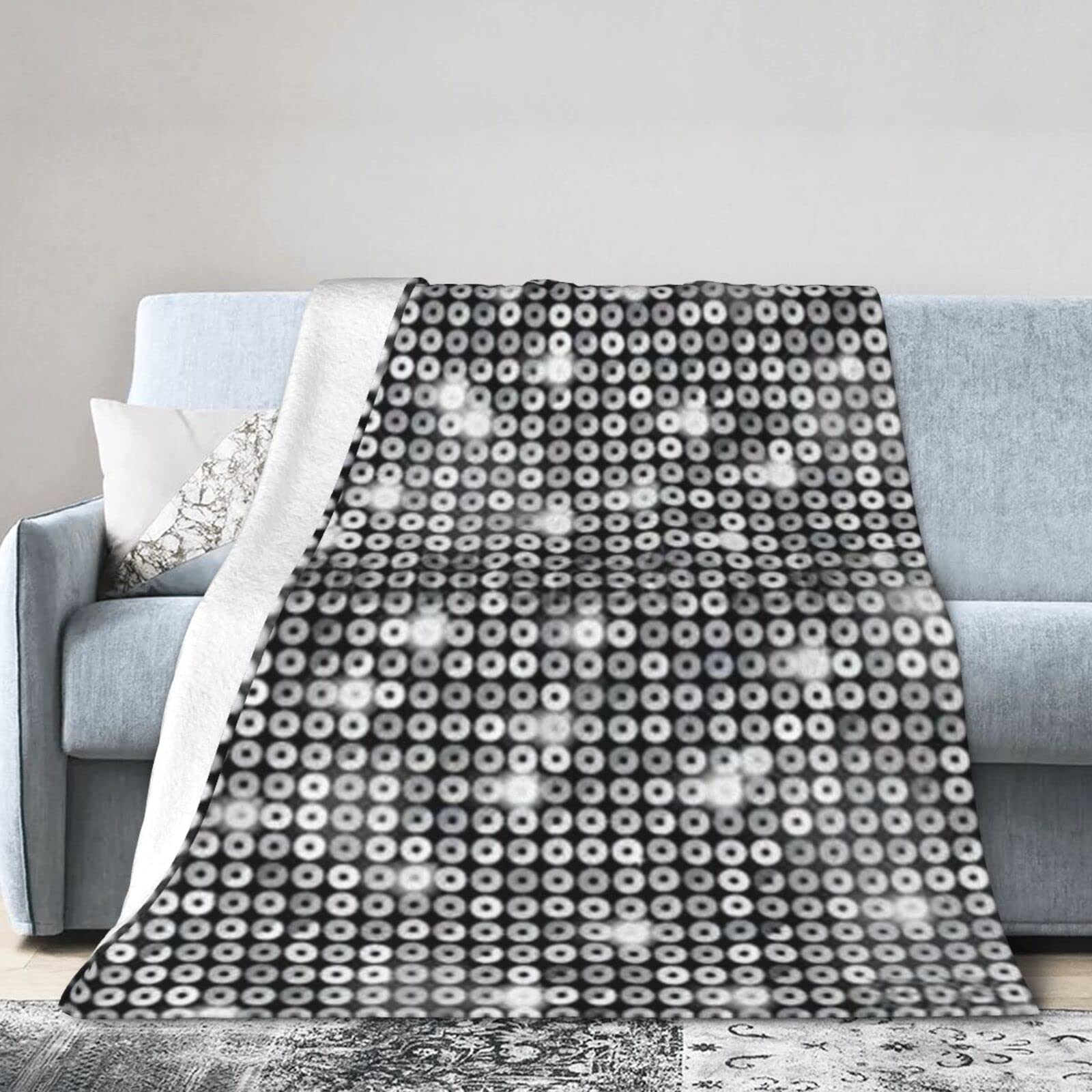 Couverture polaire argentée en microfibre pour lit et canapé