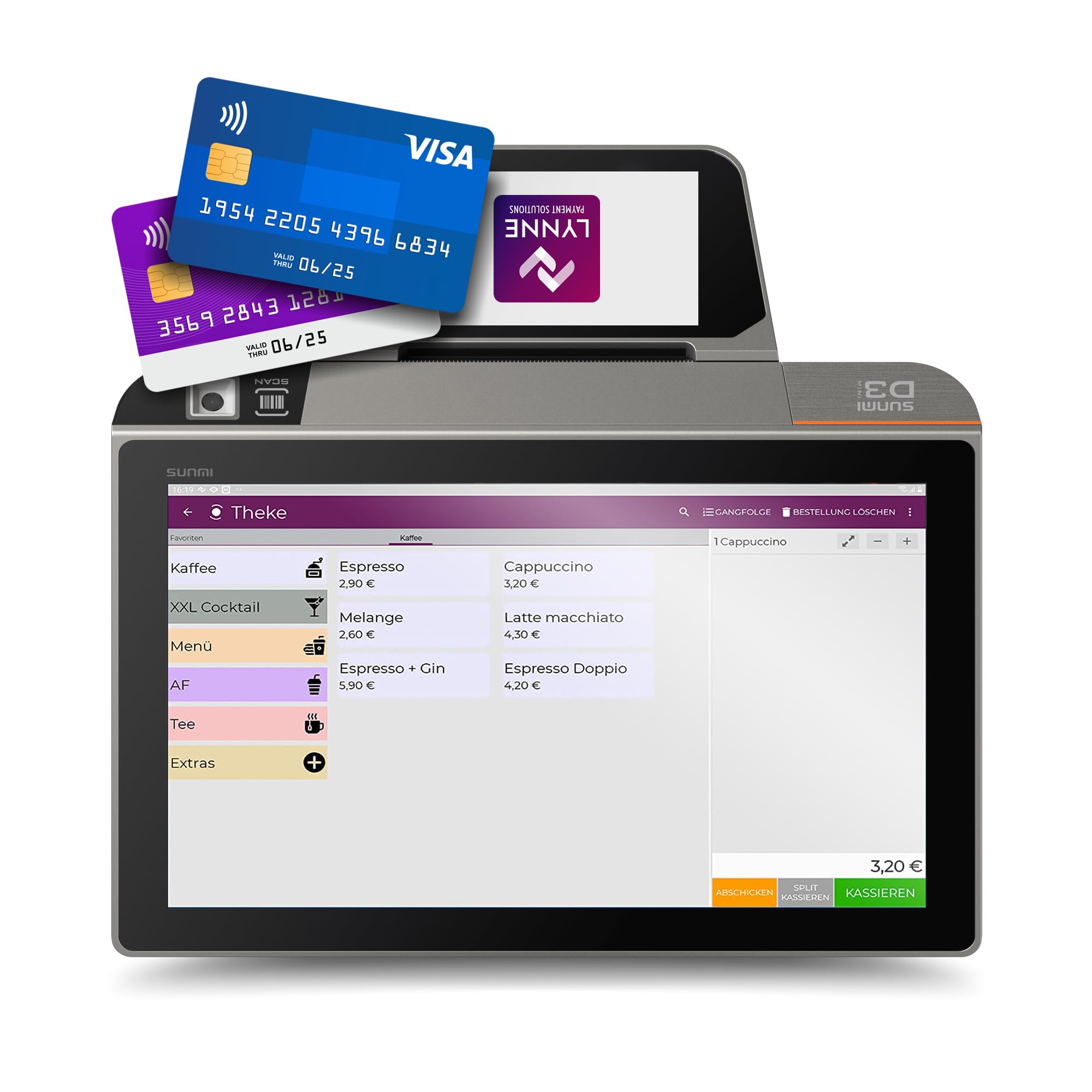 Registrierkasse TSE ready Kassensystem mit Kartenterminal Bondrucker Kasse Kartenzahlungsgerät Gastronomie Handel D3 mini Allrounder PLUS
