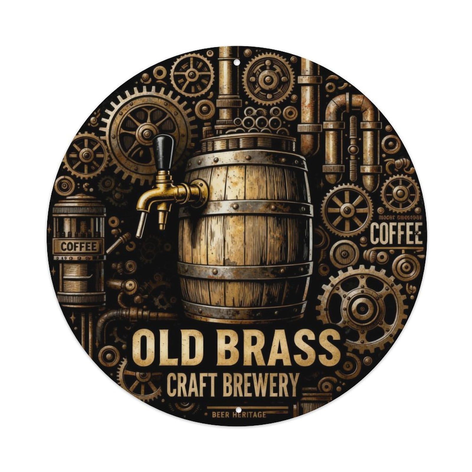 OLD BRASS CRAFT BREWERY Metal Tin Sign Plaque