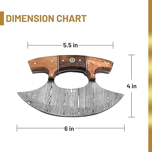 Miniatura 2 de Lara Eagle Cuchillo Ulu de acero de Damasco mango de nudo celta hecho de madera de rosa exótica y madera de olivo hoja de 6 pulgadas con una sola