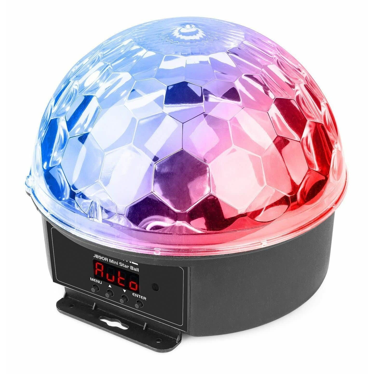 BeamZ JB90R Jelly Ball Effet Lumineux 9 x 1W LED, 7 Canaux DMX, 82 Faisceaux Rotatifs, Mode Automatique et Audio, Faible Consommation, Boitier Solide, Télécommande Incluse