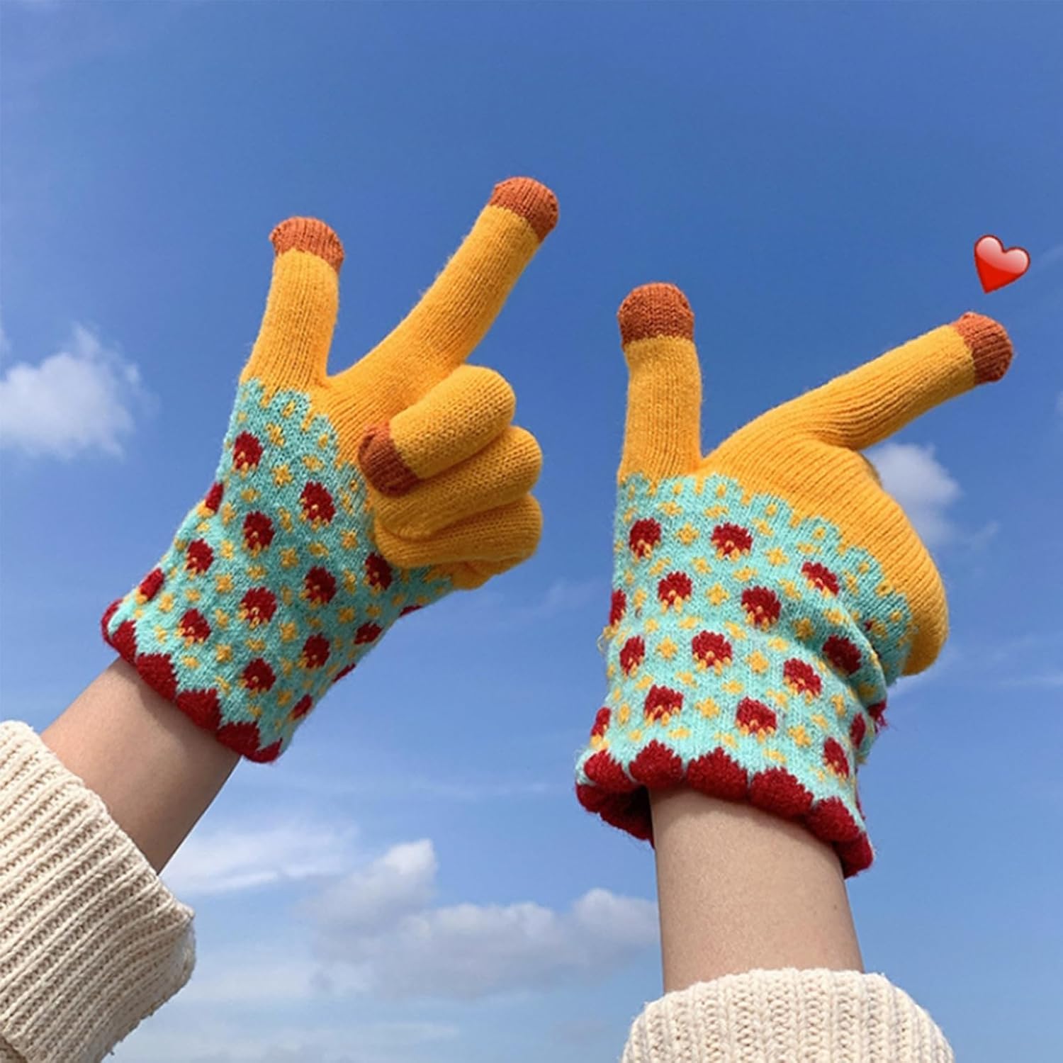 Ralcosuss Winter Touch Screen Gloves for Women Cable Knit Wool Fleece Lined Texting Mittens Gold Weather Warm Sport Glove - Image 3