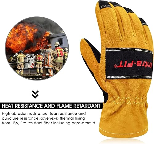 Miniatura 4 de NFPA 1971 Structural Firefighter Glove, 3D Curved Design, Heat and Flame Resistant, Water Resistance