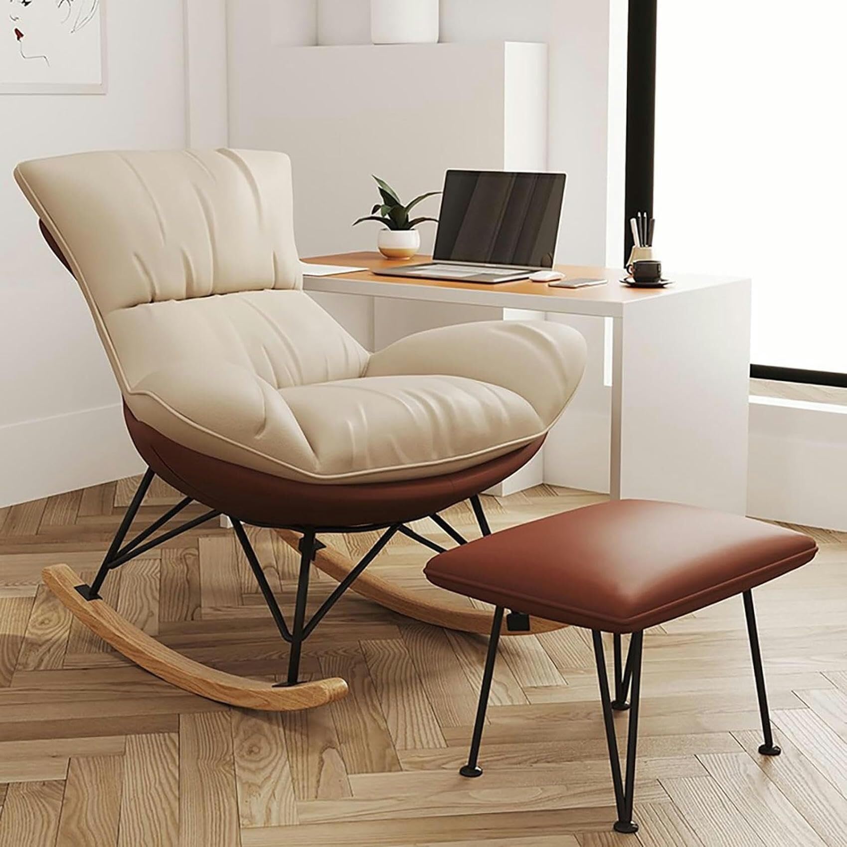 Genérico Cómoda Mecedora para Adultos, sofá reclinable para Dormir, Mecedora para Sala de Estar, balcón, Tumbona, Adecuada para Sala de Estar, Dormitorio y balcón (A)