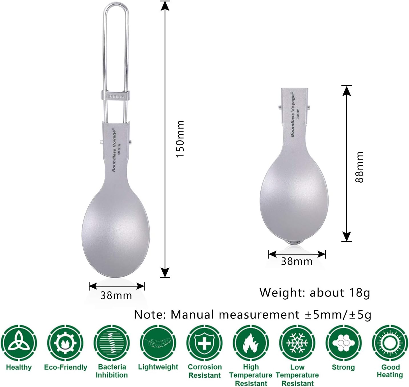 Boundless Voyage Titanium Folding Spork Fork Set - Outdoor Camping Tableware - Travel Cutlery Ti1021T, Folding Spoon 1pcs - Image 3