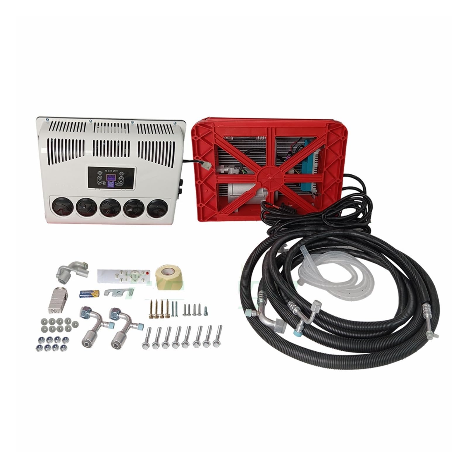 RV Air Conditioner, Electric Refrigeration Parking Air Conditioner, 12V Truck Split Conditioning 24V For Tractors Camper Van RV Caravan(Red 24V)