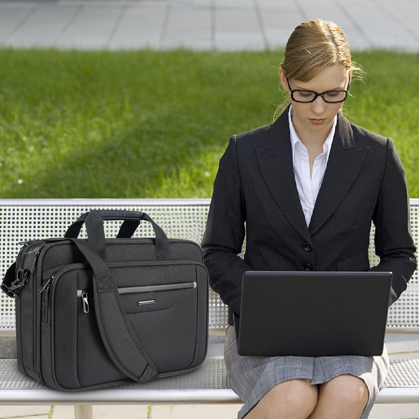 VANKEAN Valigetta per laptop di alta qualità, adatta per laptop fino a 17,3 pollici, borsa a tracolla estensibile e idrorepellente per uomini e donne