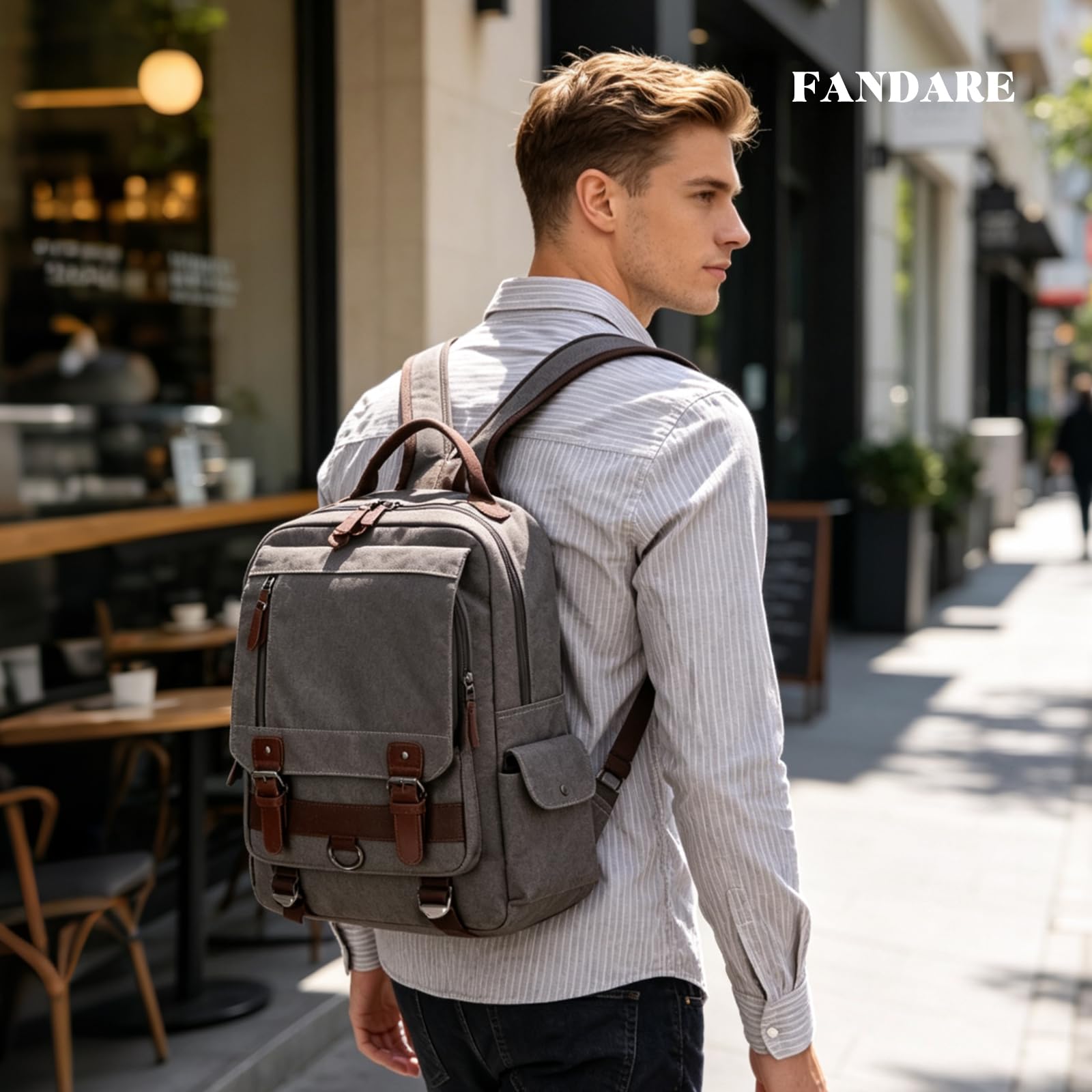 FANDARE Plecak 2 w 1 torba na piersi Sling Bag, szary, L, Casual