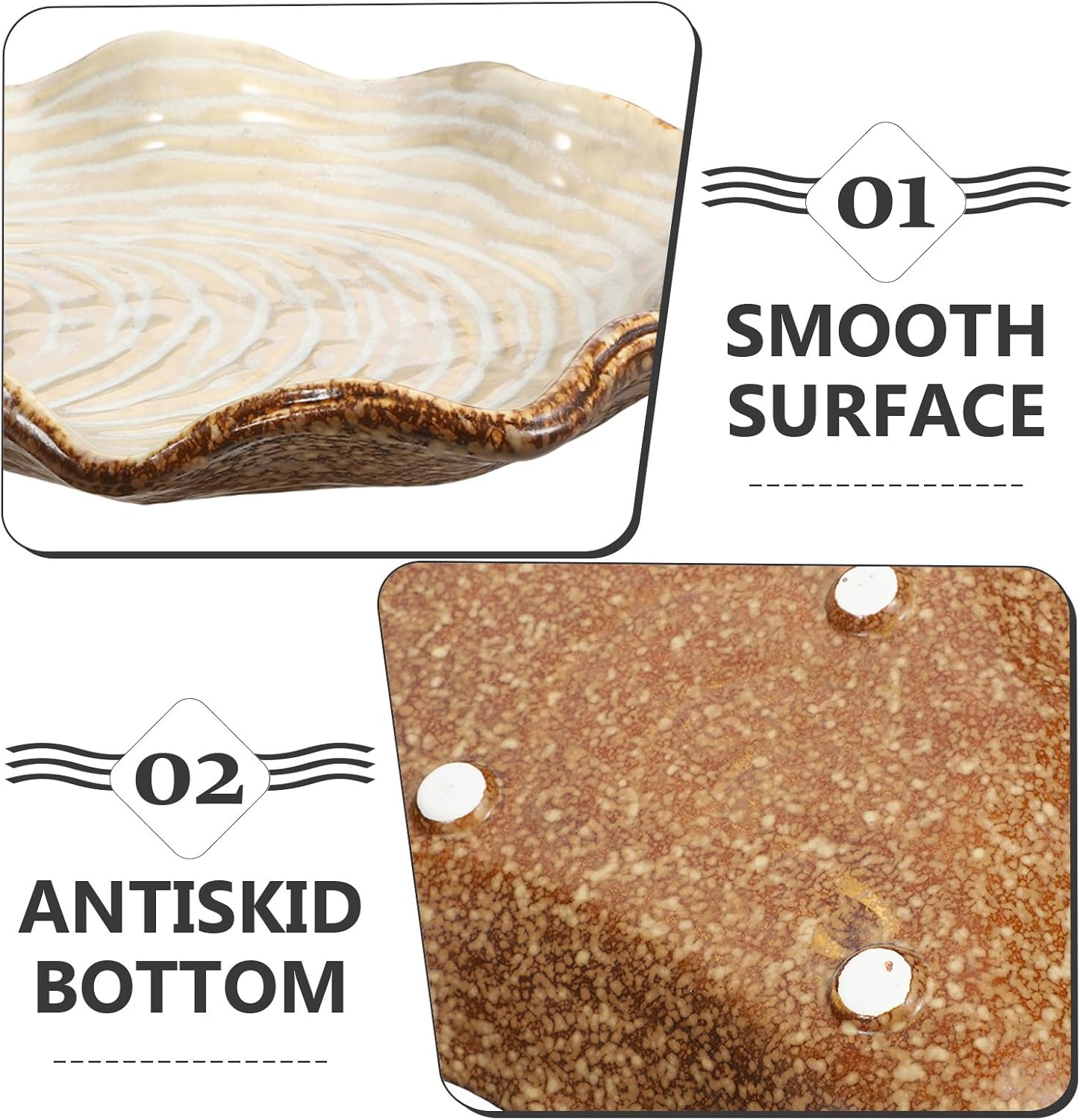 Shell Shape Salad Plate Multipurpose Western Food Tray Ceramic Dessert Holder Coffee Color for Kitchen and Dining