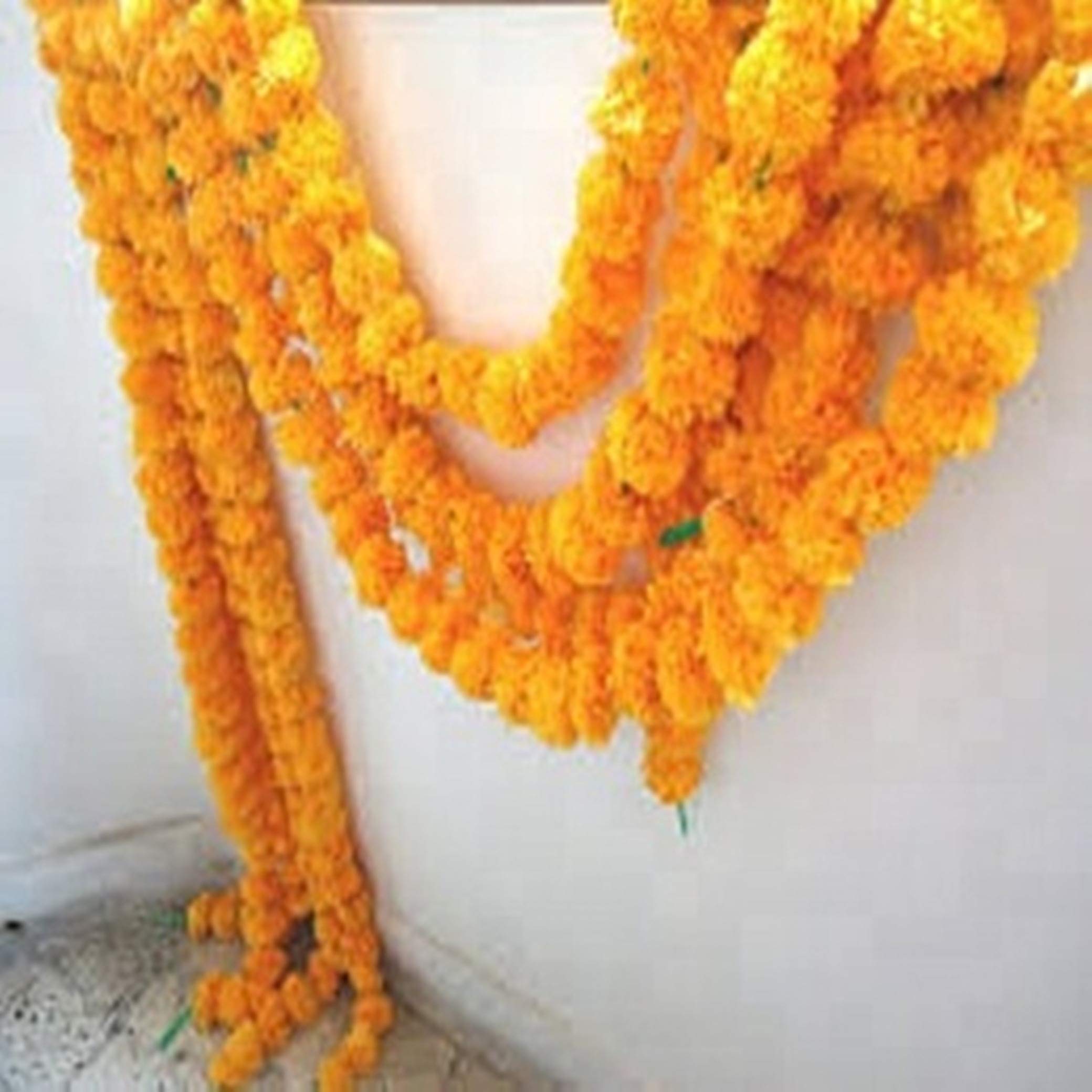 Ringelblumen-Girlanden lang für 1,5 m Blumenringelblumen-Girlande |Indische/Amerikanische Hochzeit Party Kaminsims Dekoration Hochzeit Girlande Diwali Dekoration Frühling Busch Floral 50