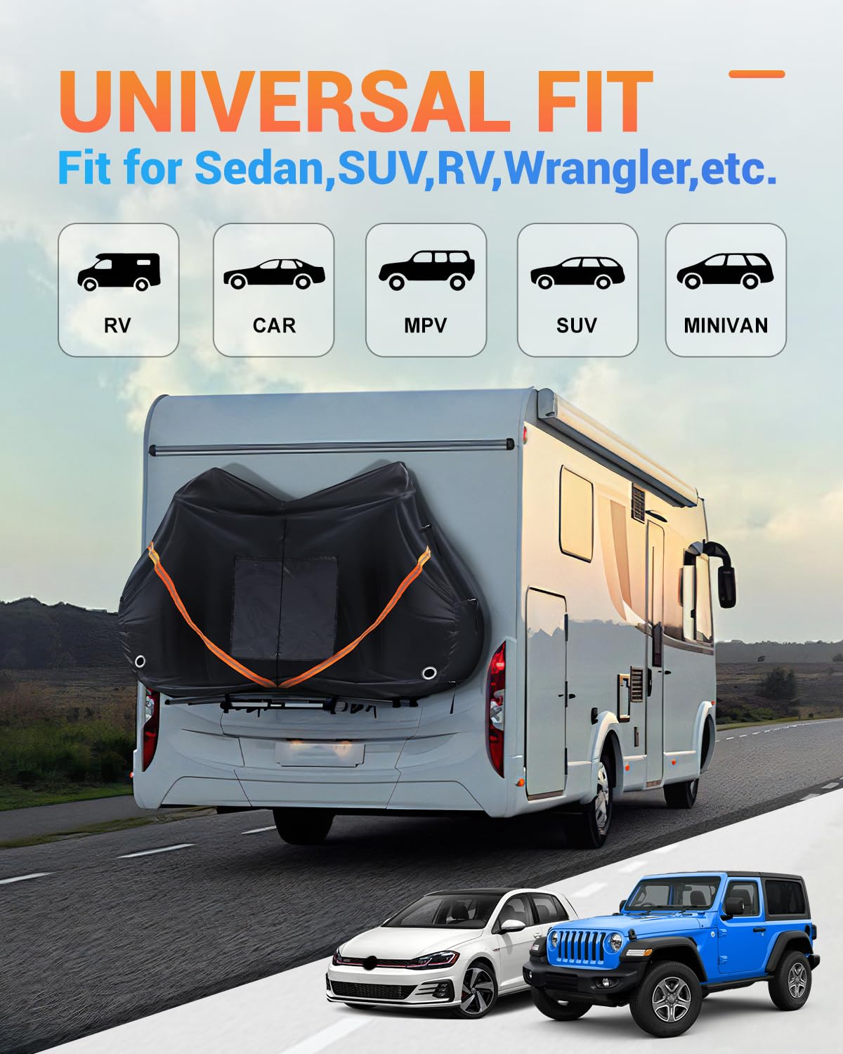 SUPAREE Housse Vélo Exterieur Protection Housse de Velo Impermeable 2 Velos Bache Velo Transport 420D Oxford Heavy Duty pour Camping Car Voiture Voyages (82*36*50 Pouces)