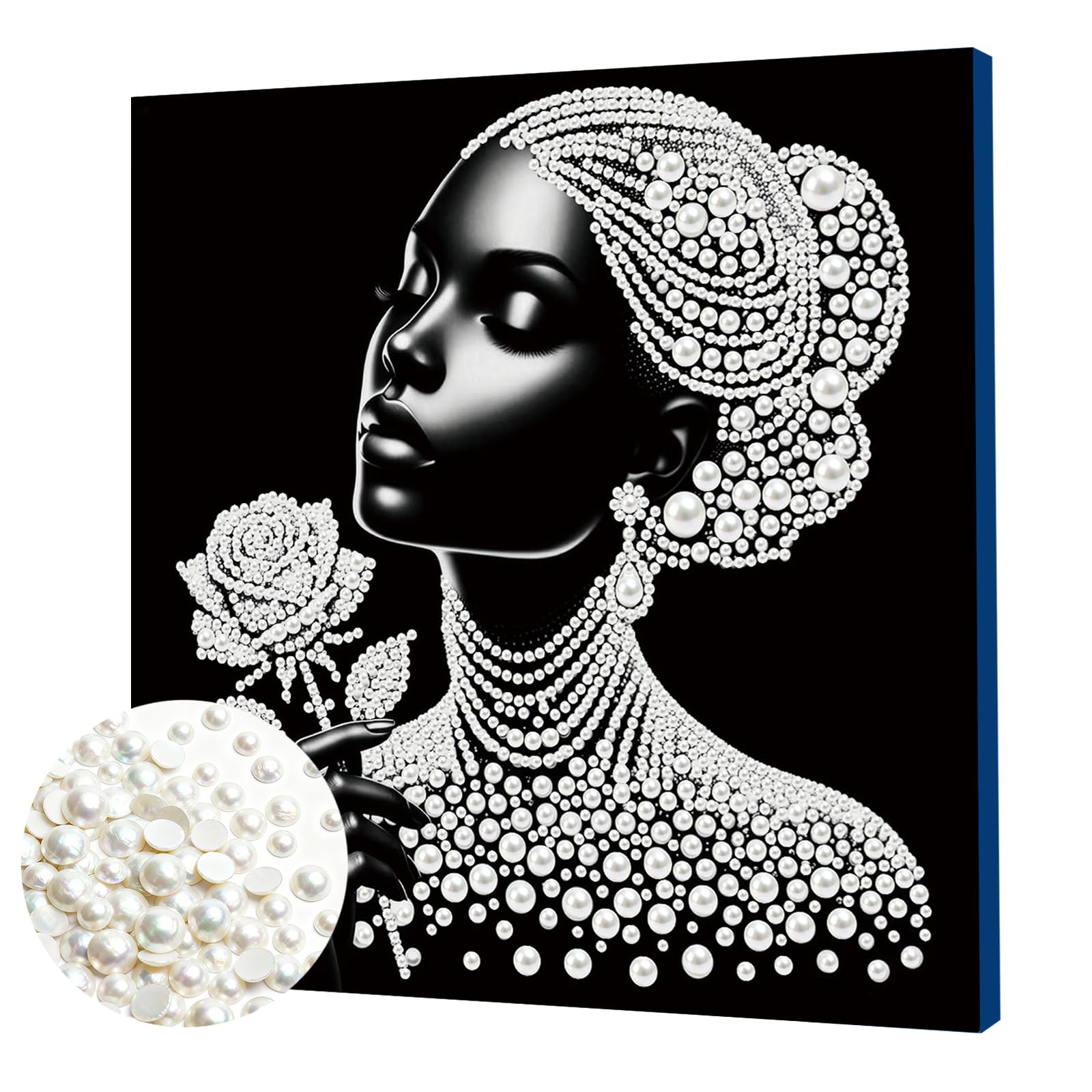 DIY Pearl Painting Kit with Wooden Frame, 3D Plastic Pearl Art Diamond Art Kits for Adults, Ready-to-Hang Home Decor, Gift for Women Beginners(Rose Woman)(25 * 25cm)