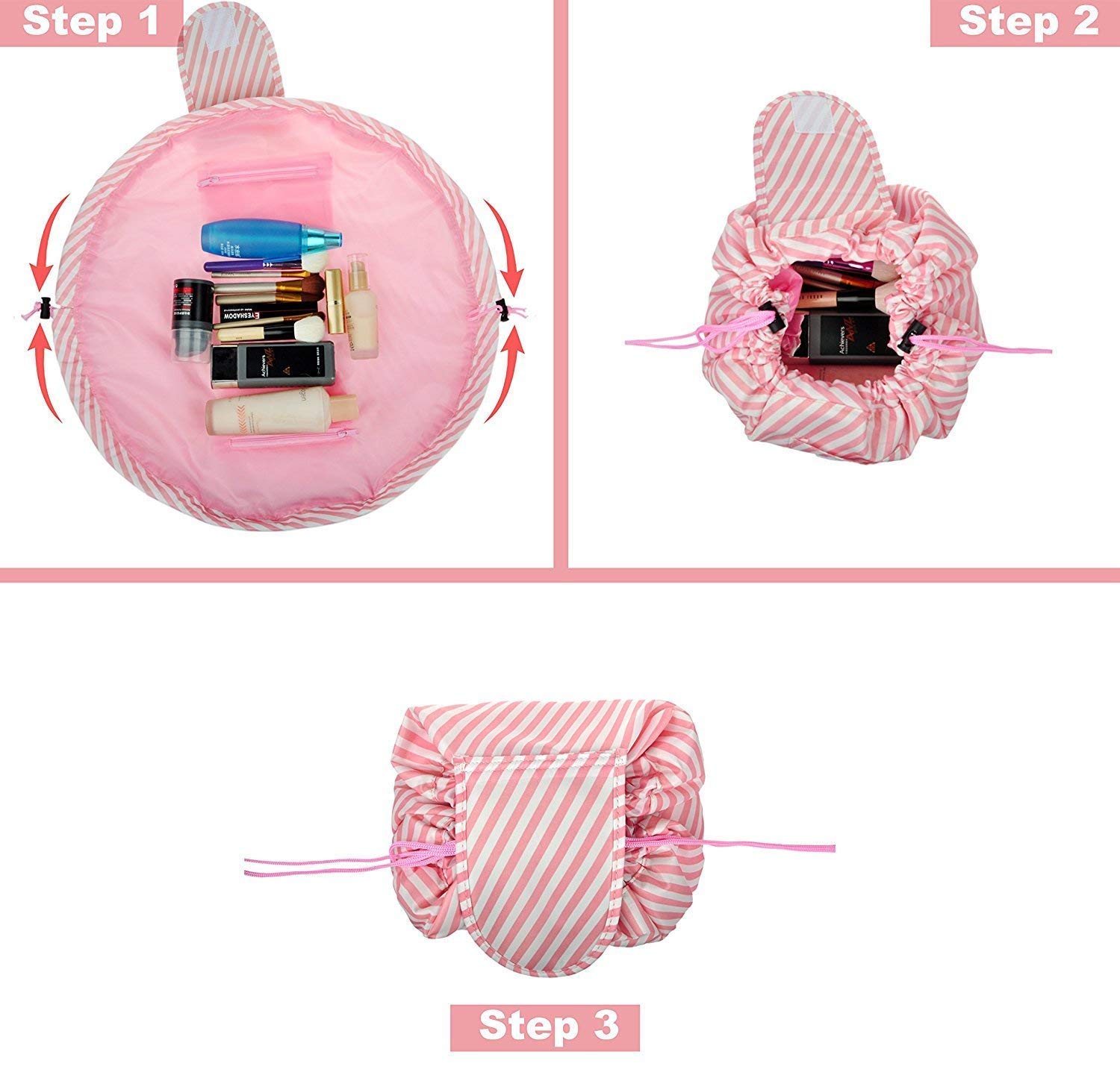 Cluemart? Waterproof Cosmetic Bags Makeup Bag Travel Barrel Cases Kit Organizer Bathroom Storage Carry Case Toiletry Bags Multifunctional Bucket Toiletry Bag Polyester 2