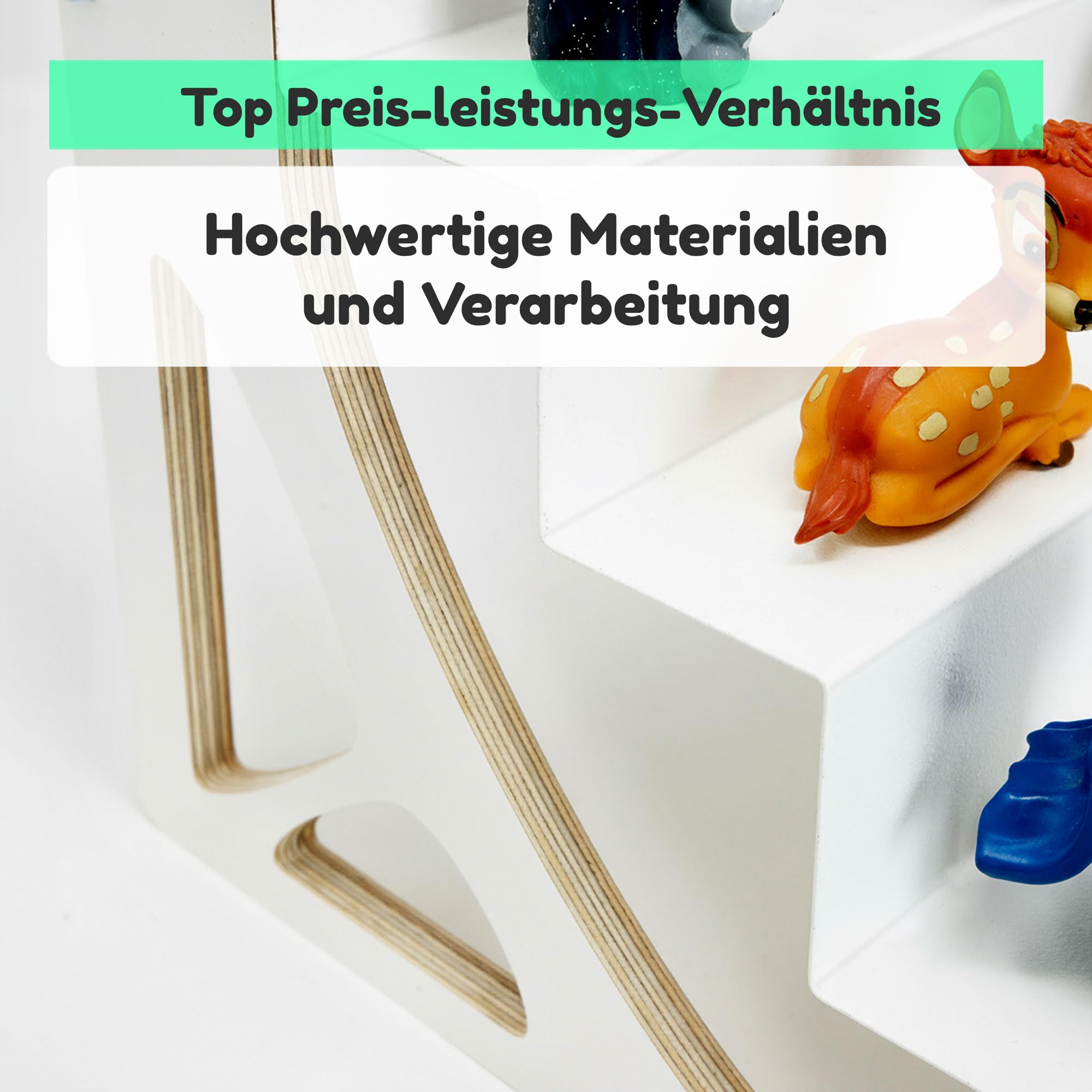 stadtecken® Magnetisches Regal für Musikbox-Figuren – Passend für Kallax und mehr | Optional mit Platz für Toniebox | Geeignet für ca. 40 Figuren | Weiß (BoxPlus)