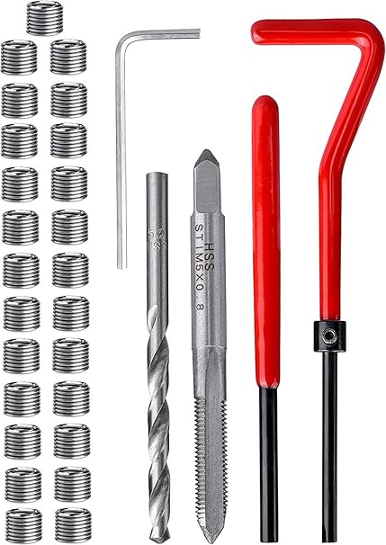 Strumento Riparazione Filetti Auto Kit Riparazione Filettatura Candele Auto M14x1,25 – Inserti Filettati Per Motori Riparazione Testata Cilindri - Foto 3