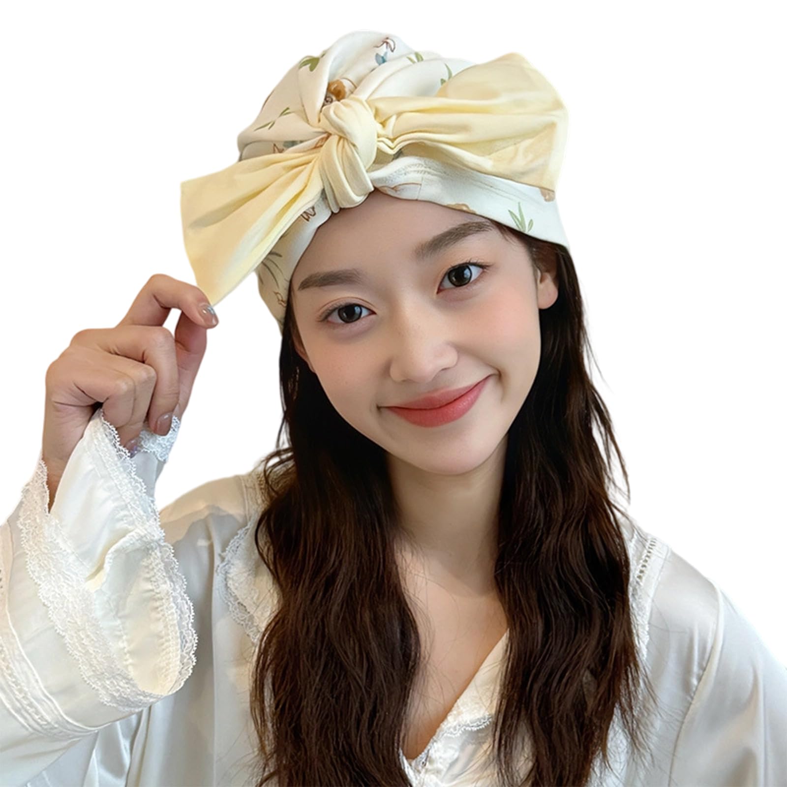 MICFENY Stylish Nursing Hat HeadCover for New Mothers Soft Cotton Comfortable Headgear Bowknot Hat for