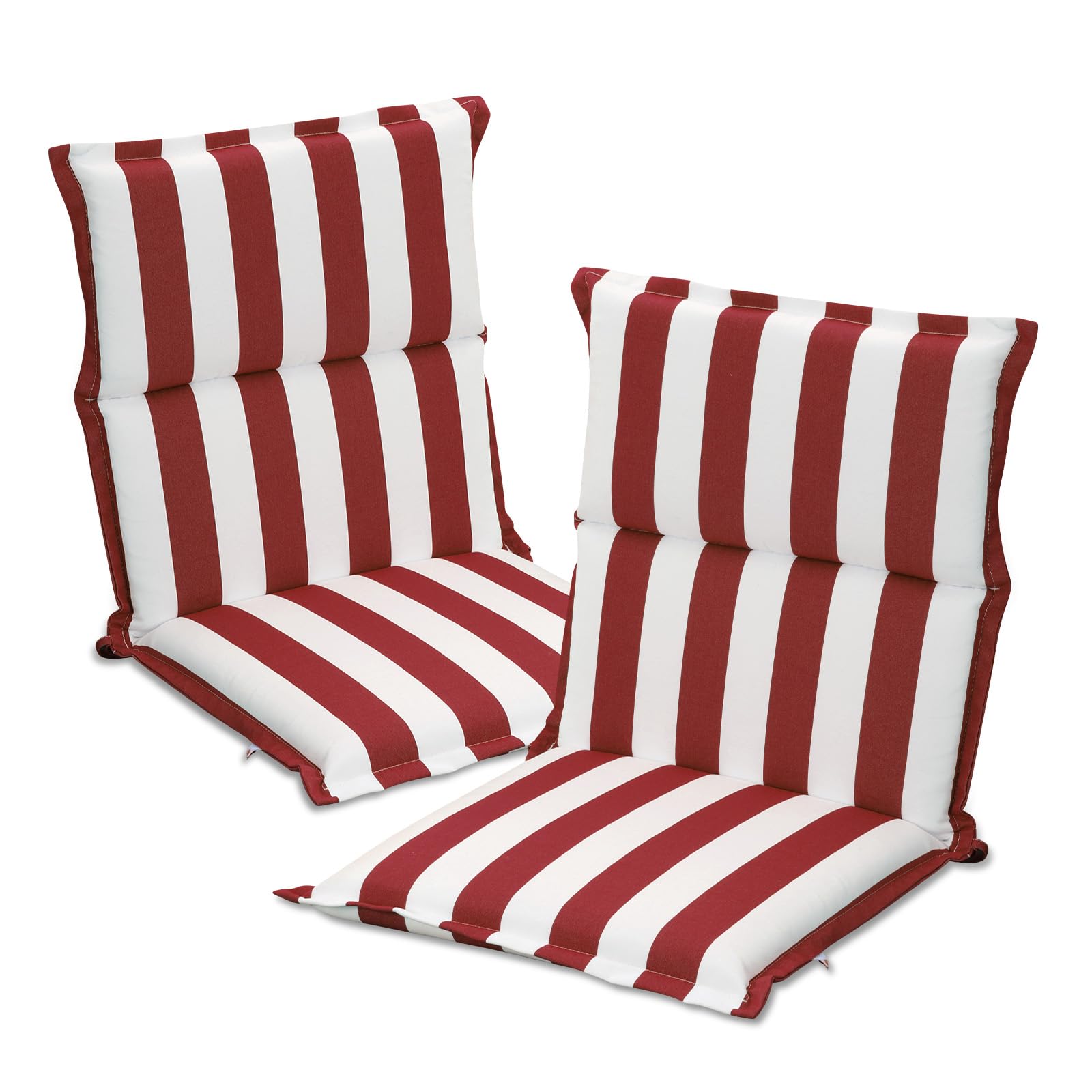 COWVIE 2 Pack Outdoor Chair Cushions with High-Density Foam, Water-Resistant & Fade-Resistant Patio Seat Cushions, Fit Patio Dining Chairs, Deck & Porch Chairs, 100x50x6 cm, Red Stripe