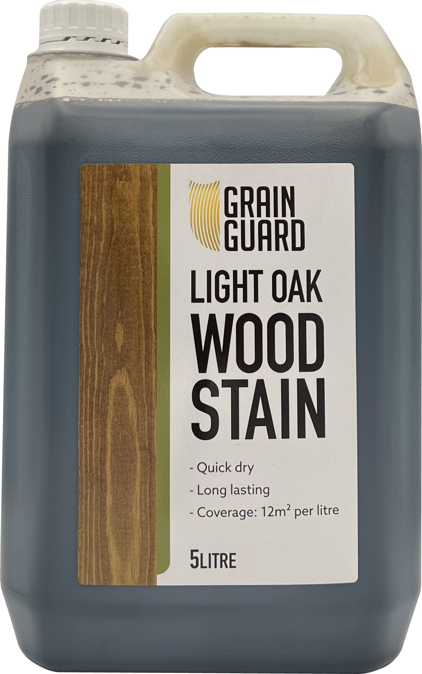 GRAIN GUARDWood Stain | Light Oak | Water Based & Low Odour | Easy Application | Quick Drying | 5 Litre