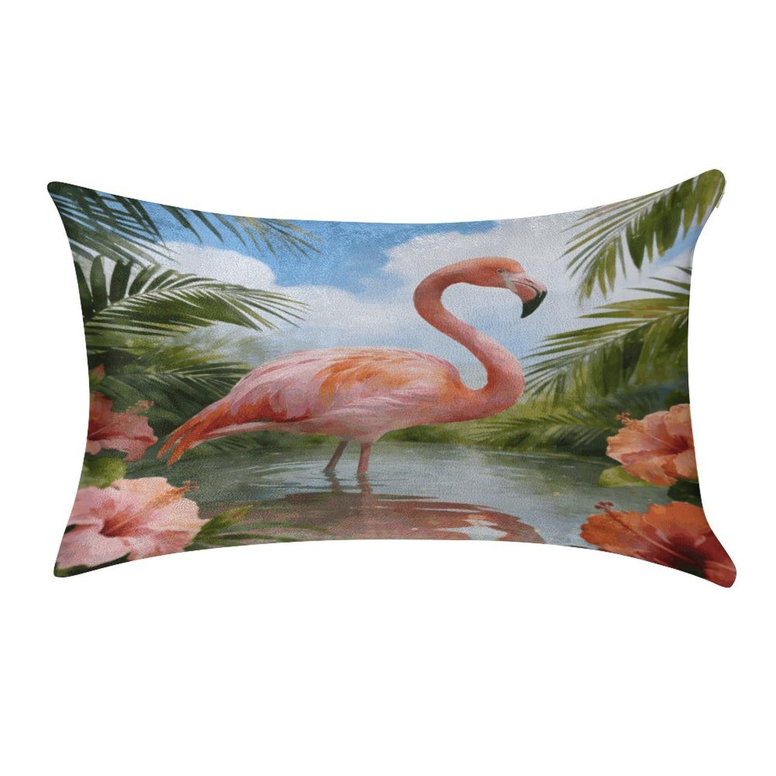 VstaDank Watercolor Tropical Flamingo Pillow Covers Rectangular Cushion Case Cozy Decorative Throw Pillowcase Luxury Lumbar Pillow Shells with Zipper Soft Velvet Pillows Shams 12 X 20 in