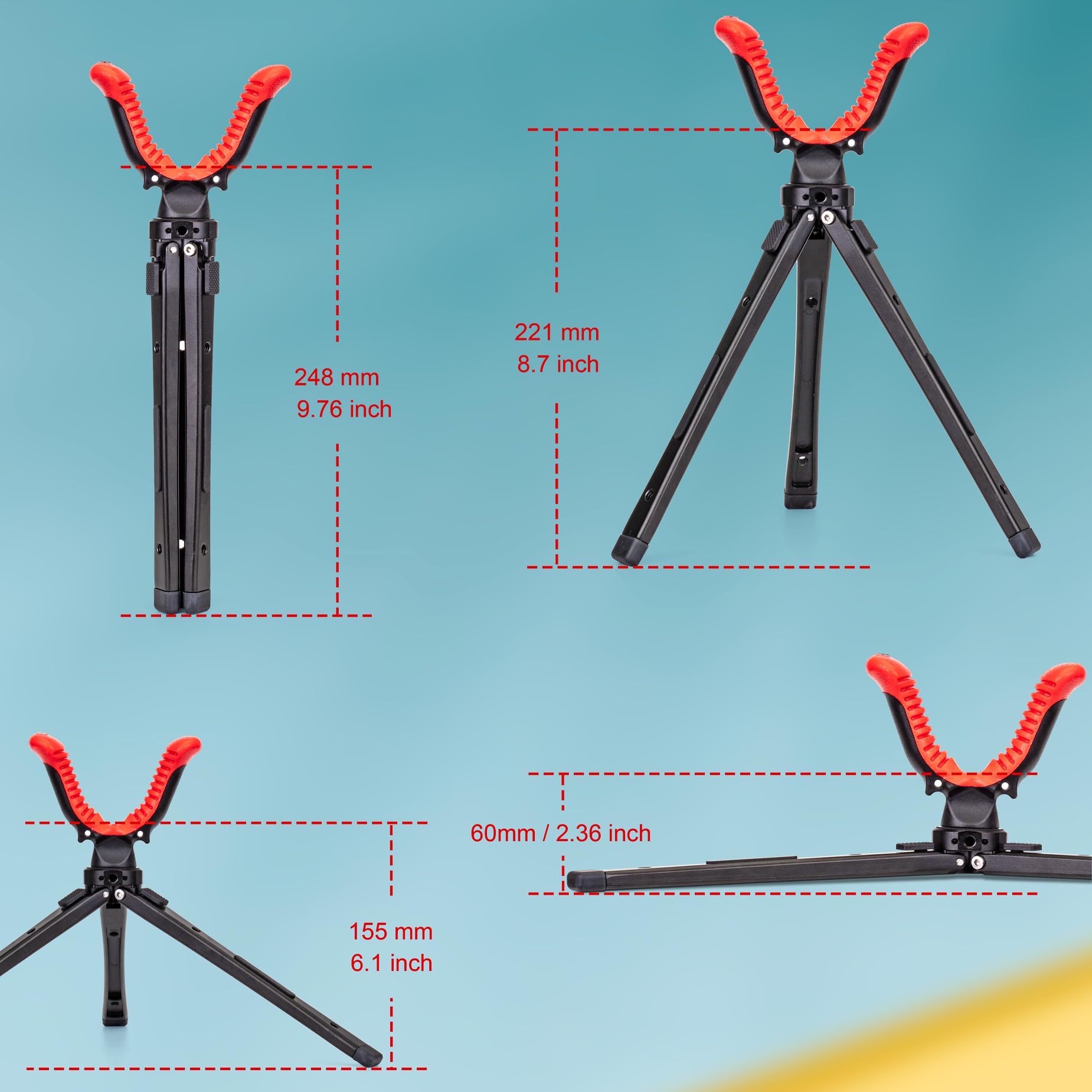 Zeadio Bipiede Regolabile Con Impugnatura In Schiuma - Supporto Stabile Per Tiro E Outdoor - Foto 2