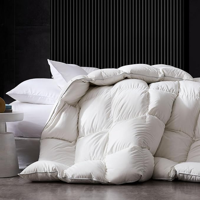 Feather Down Comforter King Size，White King Comforter Only, Extra Fluffy Duvet Comforter, Fall Bed Comforter Duvet Insert, 104x90 Feather Comforter