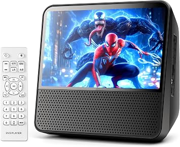 ROADOM 9.8" Portable DVD Player with Screen, 7 HD 1024*600 Digital Screen, 4000 mAh Rechargeable, Hi-Fi Stereo Sound, Remote Control, Sync TV,Resume Playback, DVD/CD/Bluetooth/USB/Line/Timer/Repeat