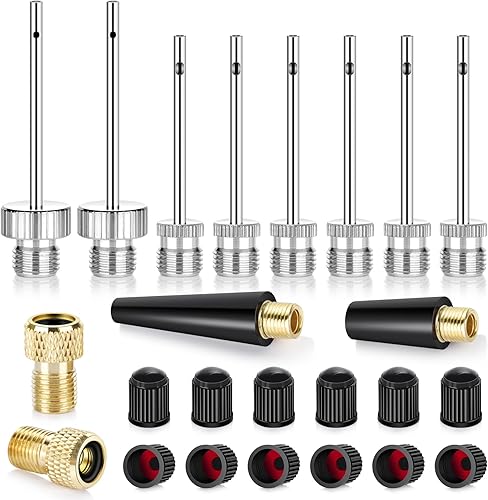 Ball Pump Needles, Tire Valve Stem Caps, Presta to Schrader Valve Adapters, Balloon Inflation Nozzles, Heavy Duty Air Pump Needles Compatible with