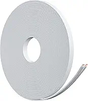 HiFind Fio de cabo de alto-falante plano de calibre 16 premium, 25 pés branco, fio de áudio elétrico de baixa tensão OFC 16/2 AWG, PVC CL2 fino e flexível em parede nominal para ambientes externos