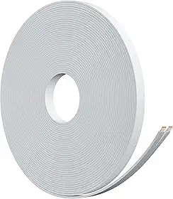 HiFind Fio de cabo de alto-falante plano de calibre 16 premium, 25 pés branco, fio de áudio elétrico de baixa tensão OFC 16/2 AWG, PVC CL2 fino e flexível em parede nominal para ambientes externos