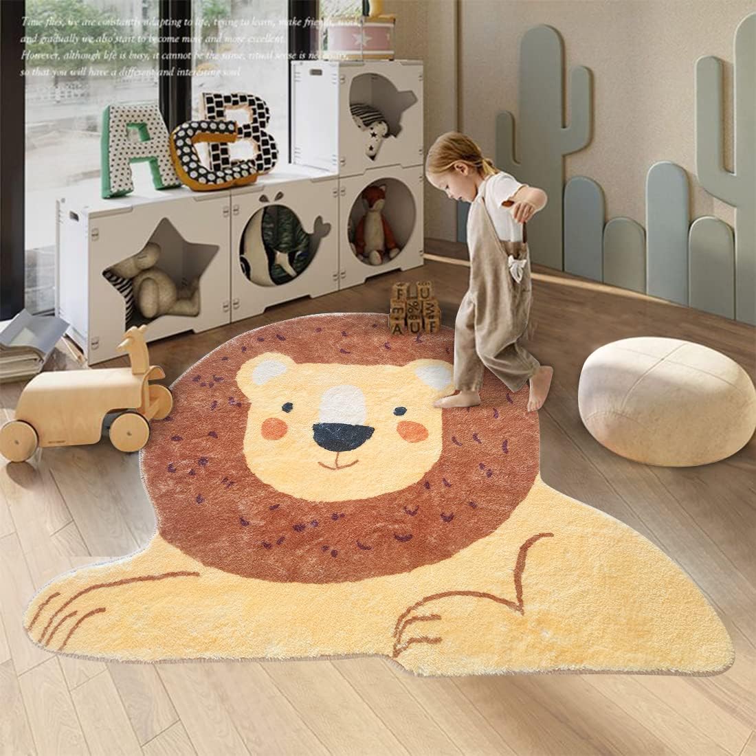 LIULA Soft Plush Cut Lion Rug for Kids RoomAlphabet Rug