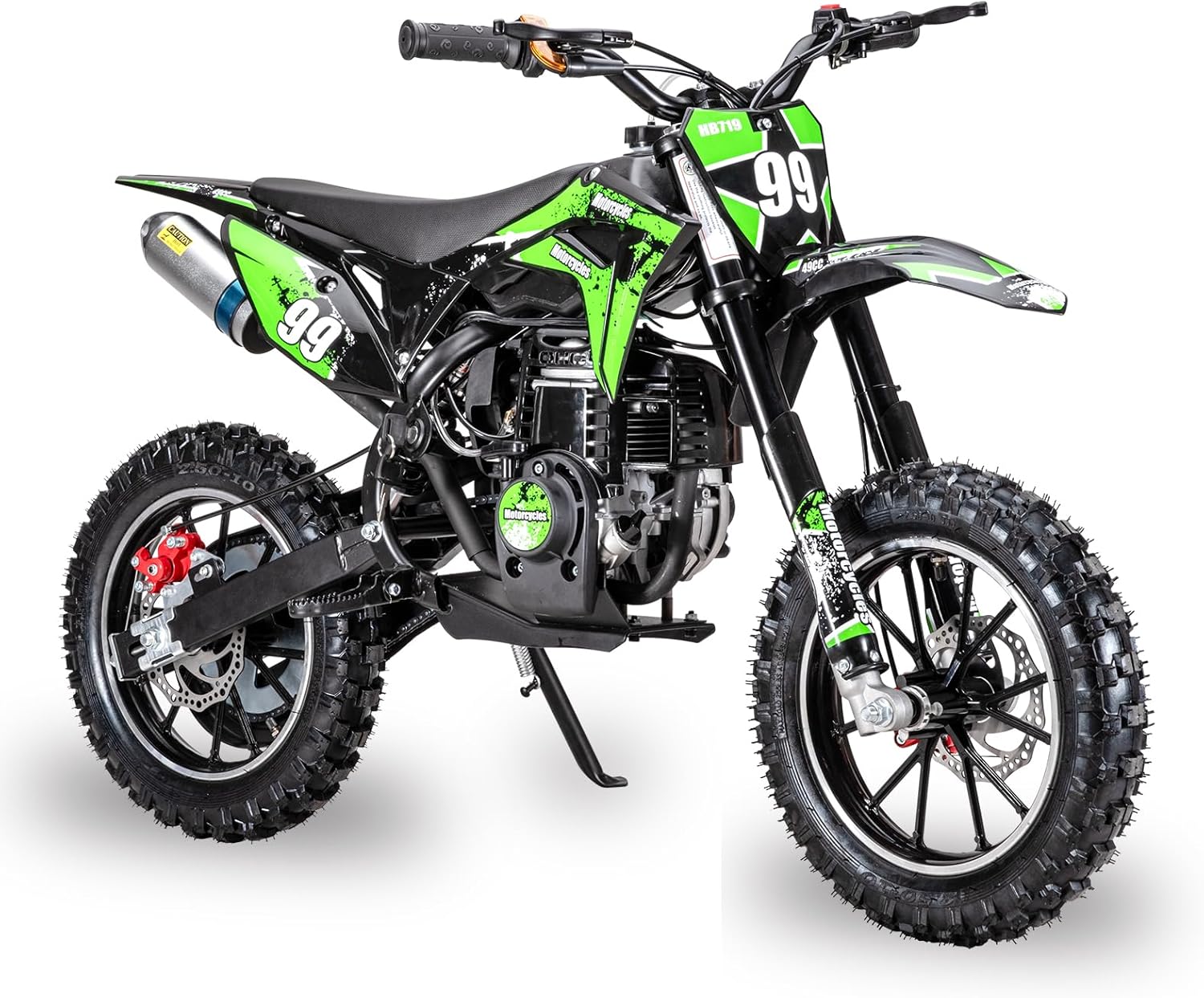40 cc 4‑Stroke Kids Dirt Bike – Gas Powered Off‑Road Youth Motorcycle, 25 MPH, Full Suspension, Dual Disc Brakes, Off‑Road Tires, Soft Seat Cushion, Supports Up to 176 lbs, Ages 5‑10 (Green)