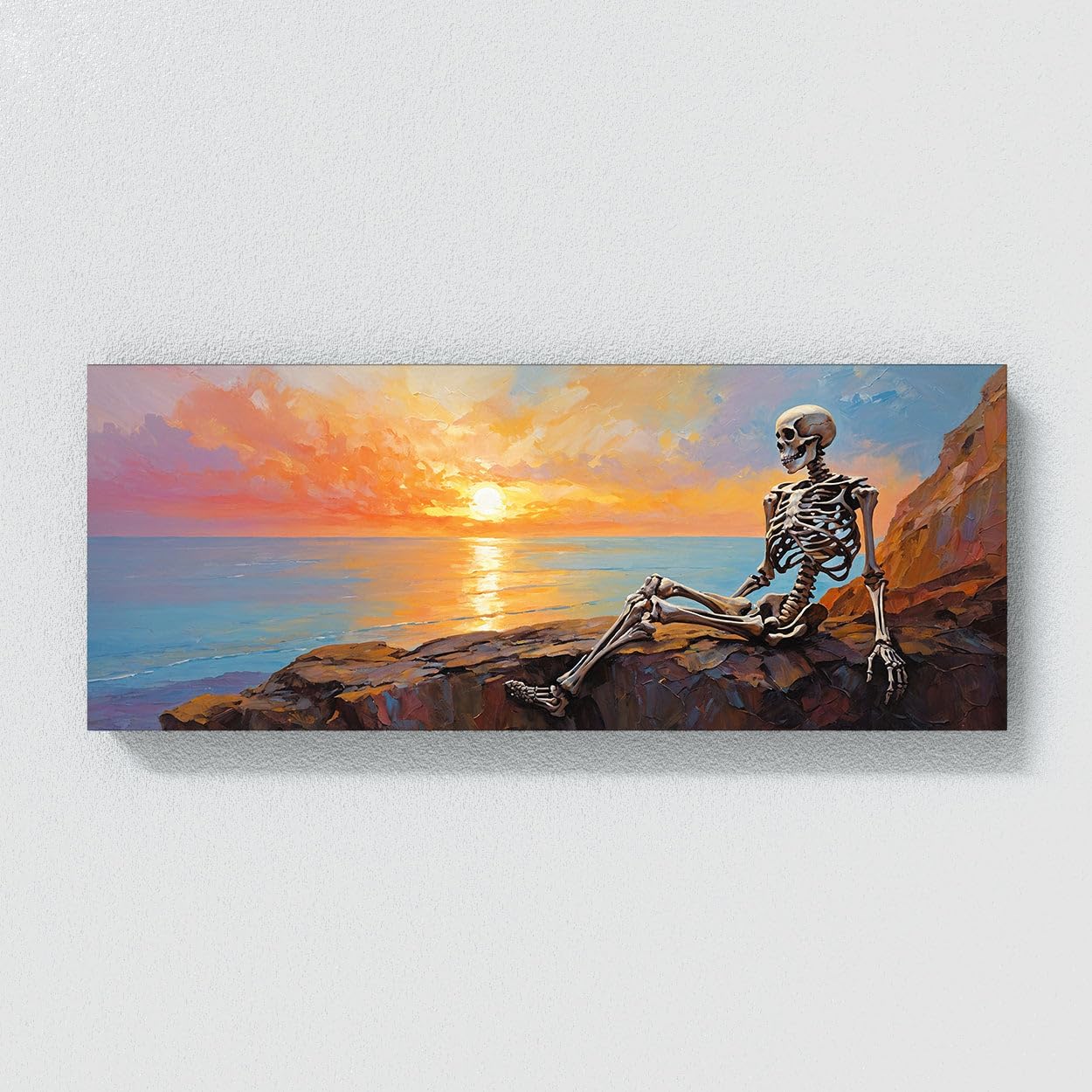 Amazon.com: Sense Canvas Skeleton Cliffside Sunset 50 Canvas Art
